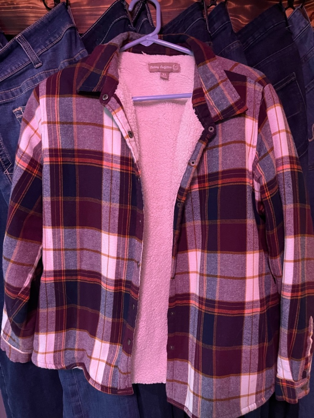 Cozy Quiltings Women's Sherpa-Lined Plaid Jacket - Burgundy
